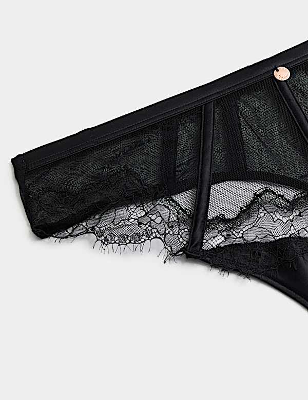 String Liana taille haute en satin et dentelle - BE