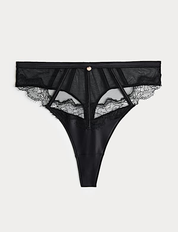 String Liana taille haute en satin et dentelle - BE