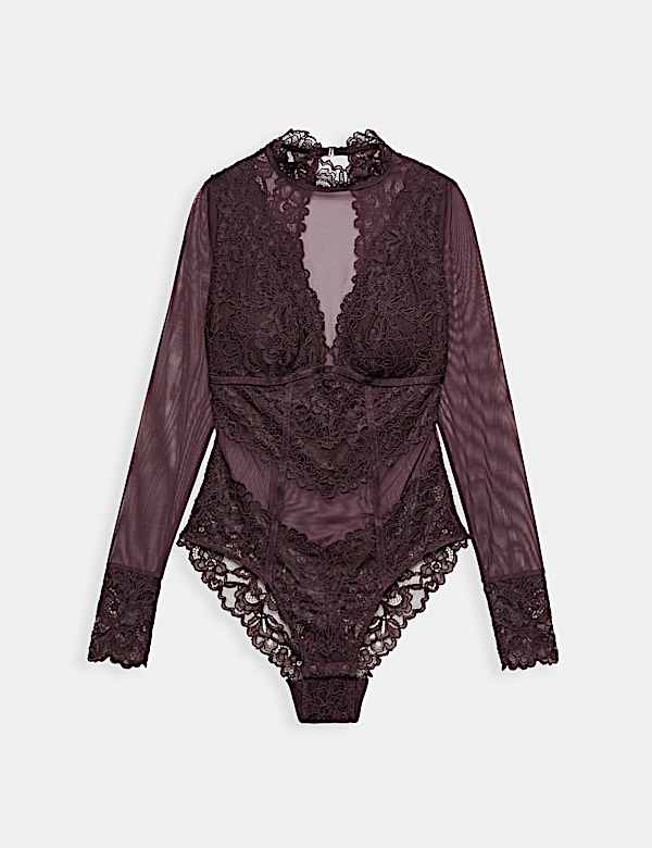 Sabine Mesh & Lace Long Sleeved Body - KR