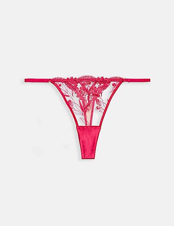 Alessia Floral Embroidery Tanga Thong - NZ