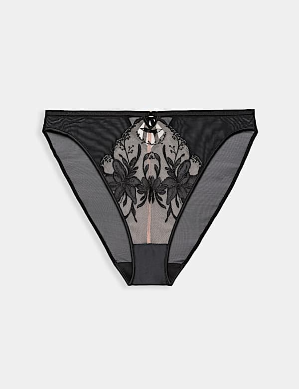Isabella Embroidered Mesh High Leg Knickers - VN