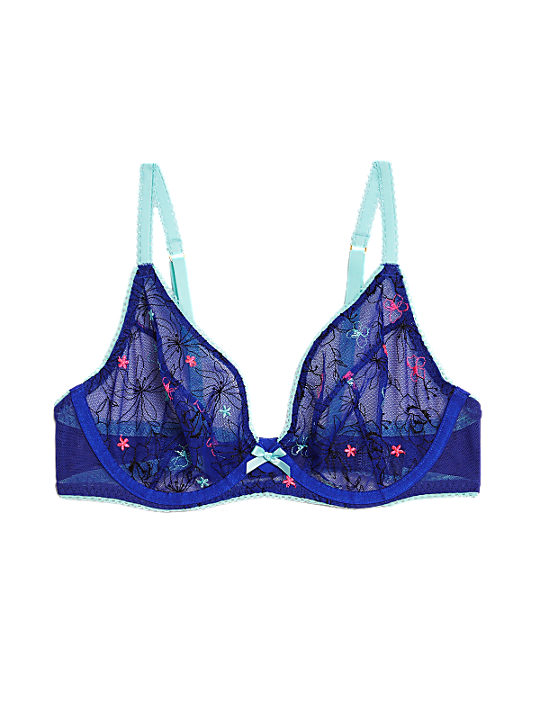 Carissa Embroidery Wired Plunge Bra A-E