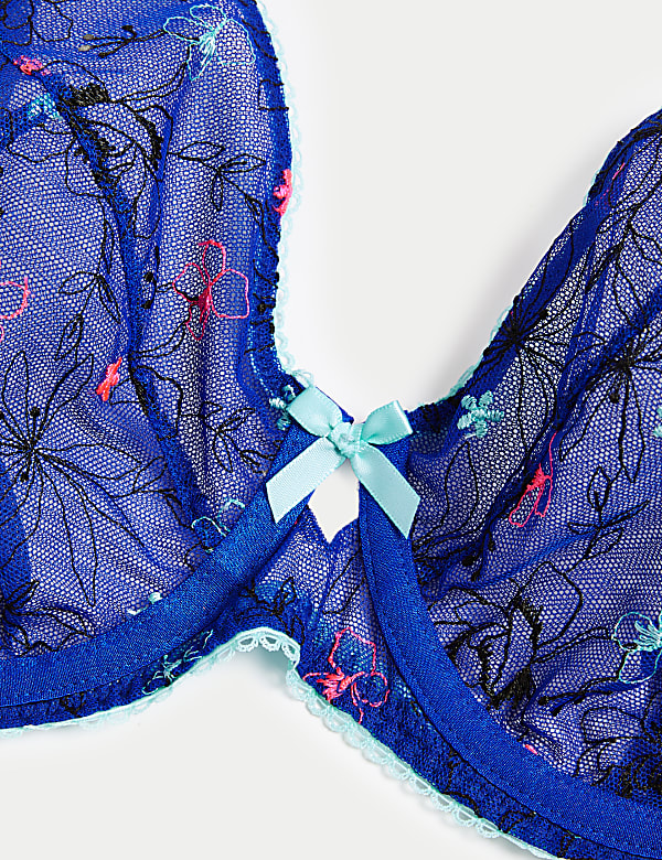 Carissa Mesh Embroidery Wired Plunge Bra