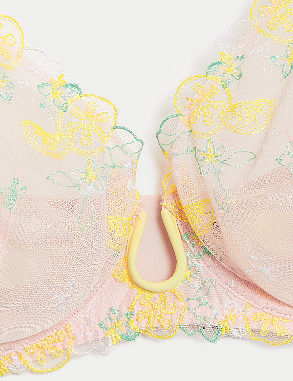 Abella Embroidered Mesh Wired Plunge Bra