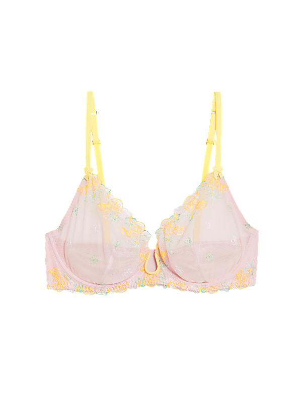Abella Embroidered Mesh Wired Plunge Bra
