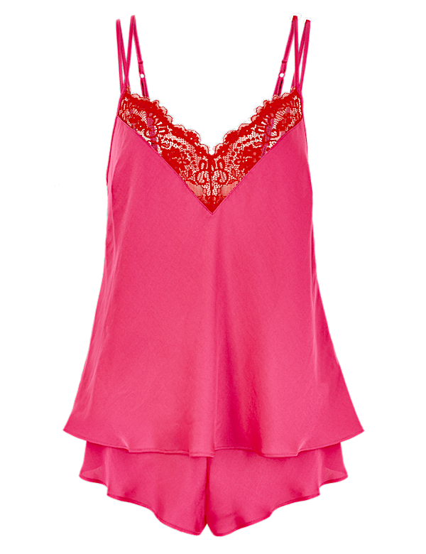 Flirty Satin Lace Cami Set
