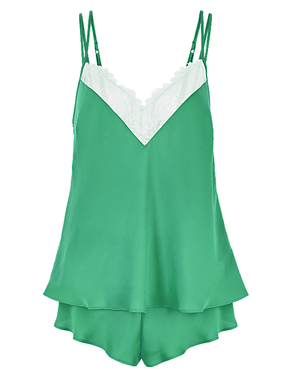 Flirty Satin Lace Cami Set