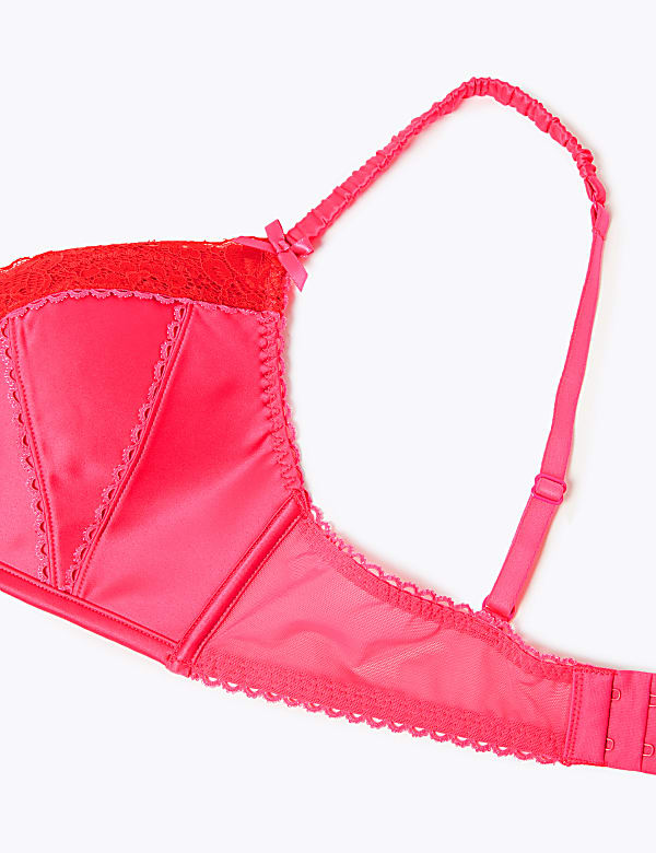 Satin & Lace Non-Wired Push Up Bra A-E