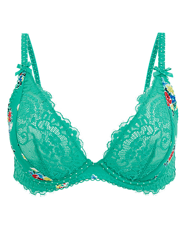 Satin & Lace Non Padded Plunge Bra B-G
