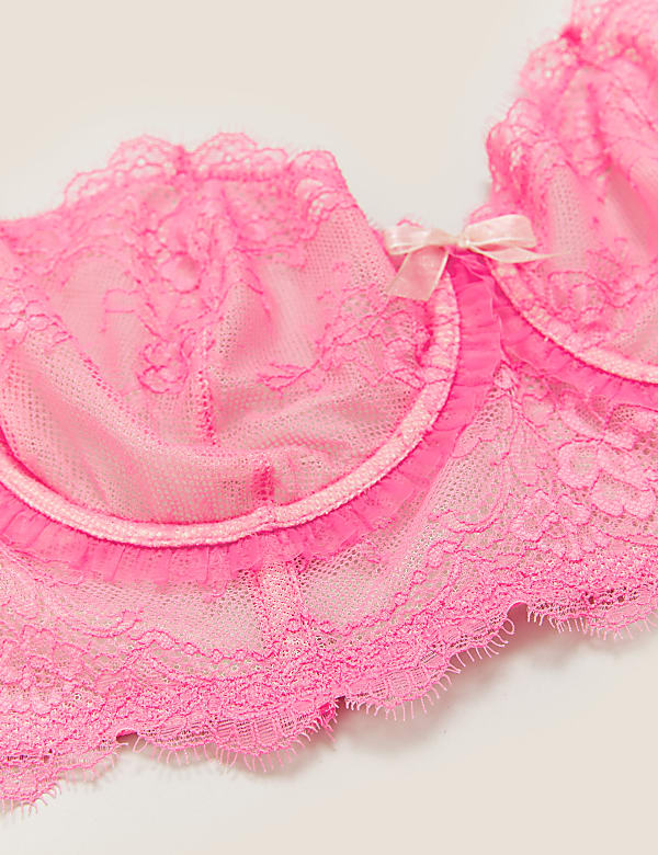 Eyelash Lace Underwired Balcony Bustier A-E