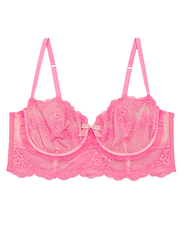 Eyelash Lace Underwired Balcony Bustier A-E