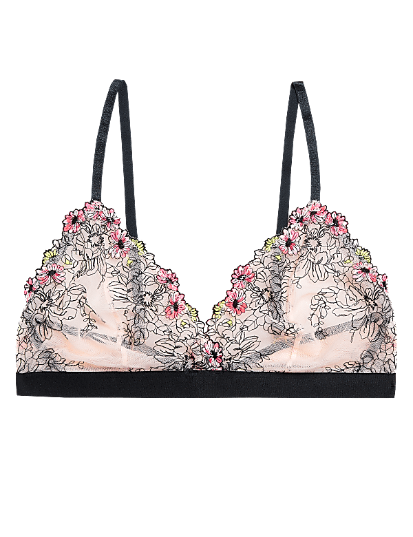 Floral Tattoo Embroidered Bralette