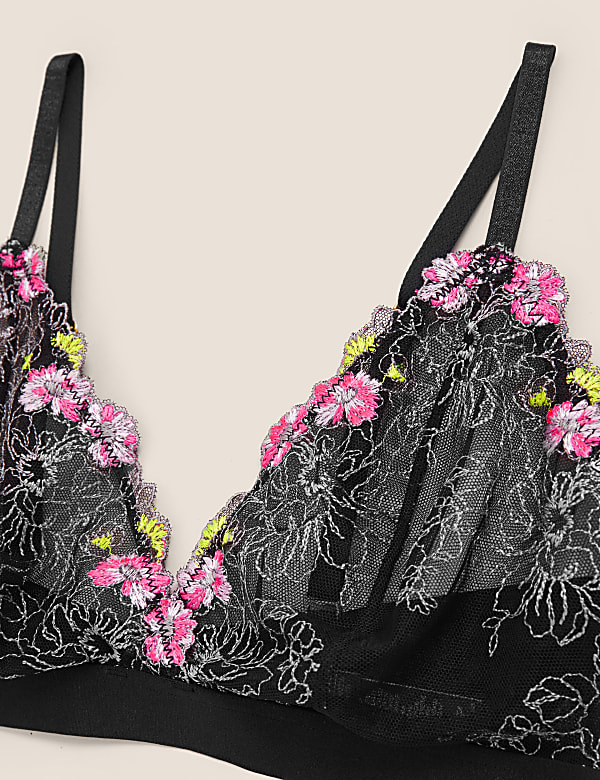 Floral Tattoo Embroidered Bralette