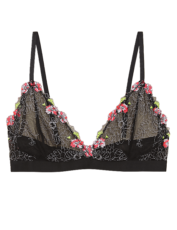 Floral Tattoo Embroidered Bralette