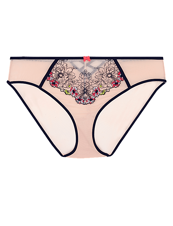 Floral Tattoo Embroidered High Leg Knickers