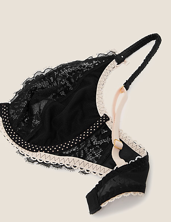 Satin & Lace Underwired Plunge Bra A-E