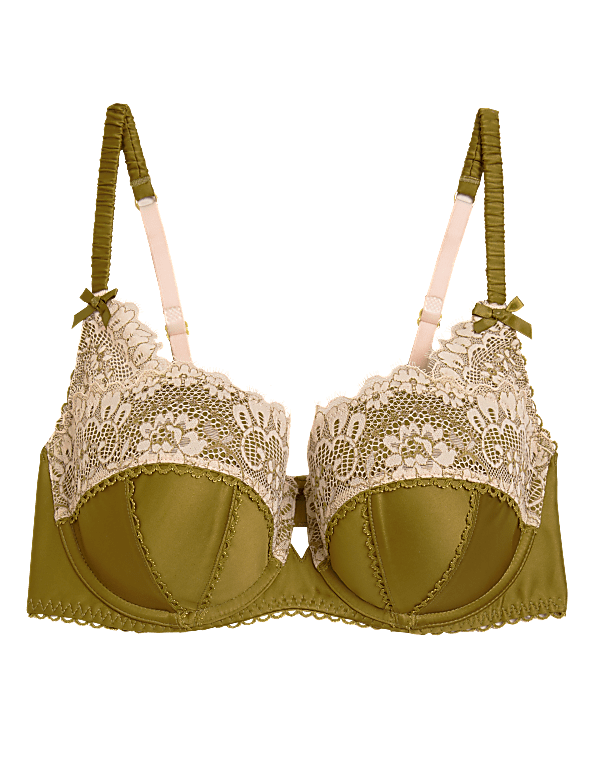 Satin & Lace Underwired Balcony Bra