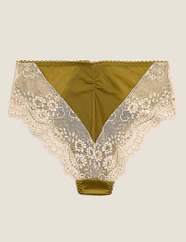 Satin & Lace High Waisted Brazilian Knickers