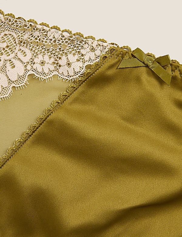 Satin & Lace High Waisted Brazilian Knickers