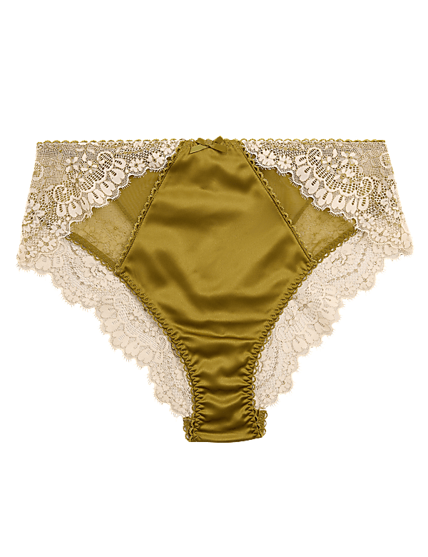 Satin & Lace High Waisted Brazilian Knickers