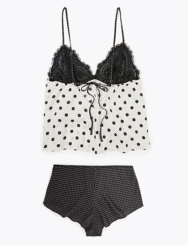 Satin Spot Print Cami & French Knickers