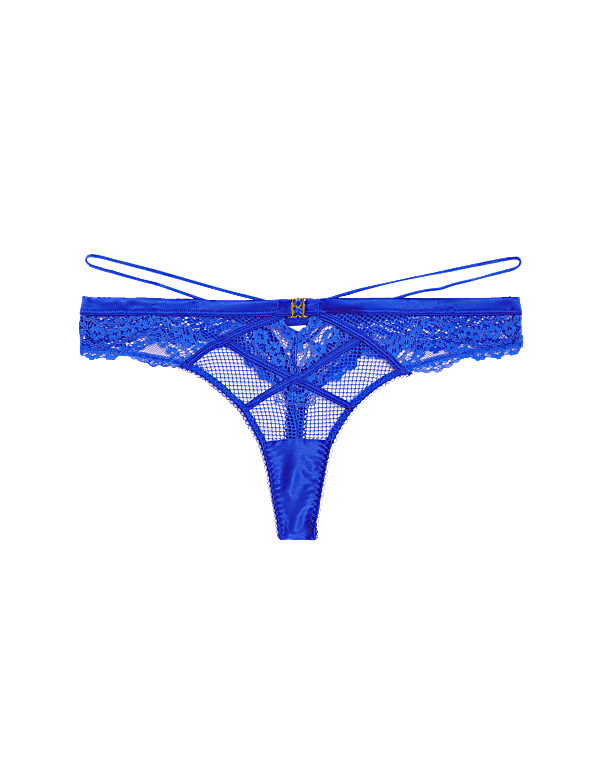 Clara Satin Fishnet Thong