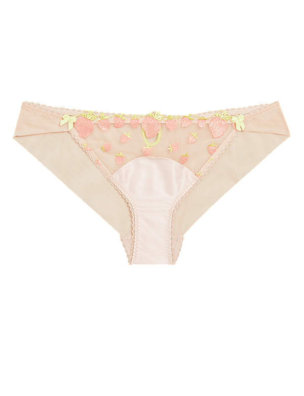 Strawberry Embroidered Brazilian Knickers