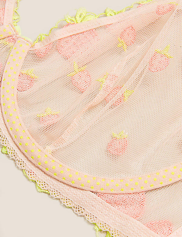 Strawberry Embroidered Plunge Bra