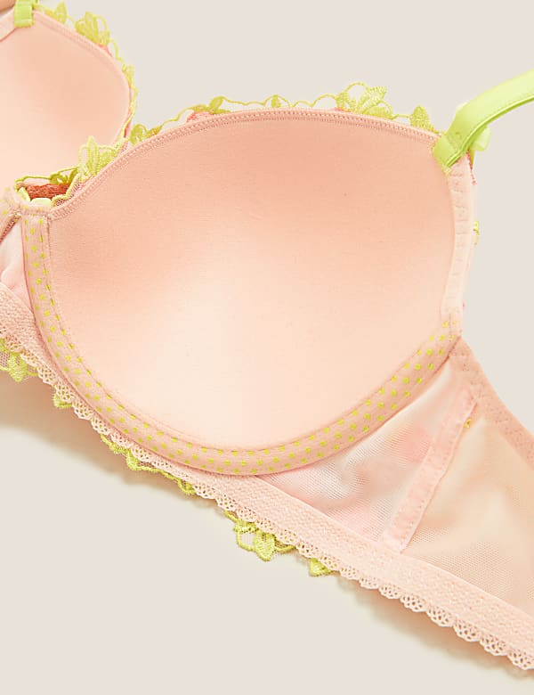 Strawberry Embroidered Padded Balcony Bra