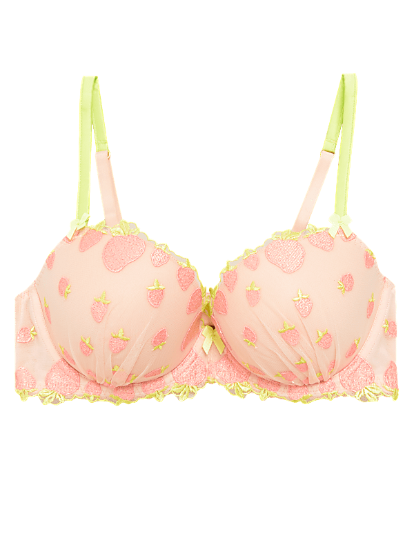 Strawberry Embroidered Padded Balcony Bra