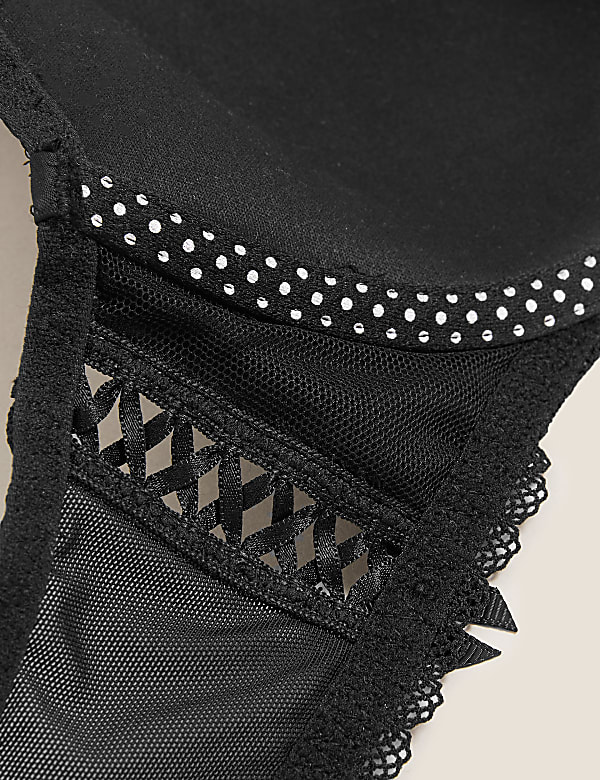 Spot Embroidery Underwired Plunge Bra