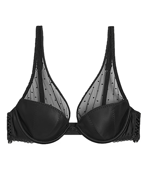 Spot Embroidery Underwired Plunge Bra