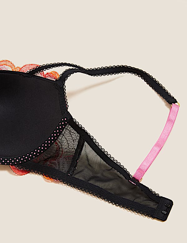 Embroidered Underwired Push-Up Balcony Bra A-DD