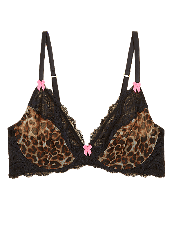 Animal Print Underwired Plunge Bra A-E