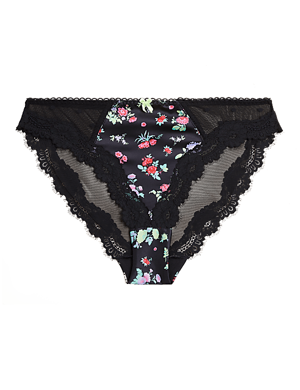 Emilia Satin Floral High Leg Knickers