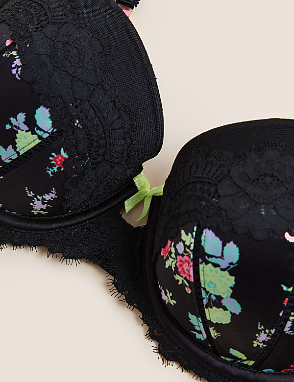Emilia Satin Floral Wired Balcony Bra A-E