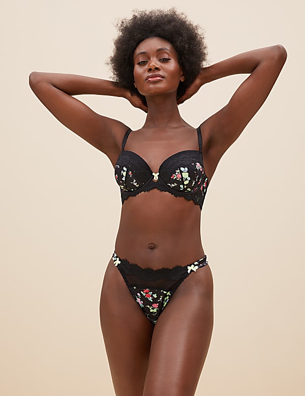 Emilia Satin Floral Thong