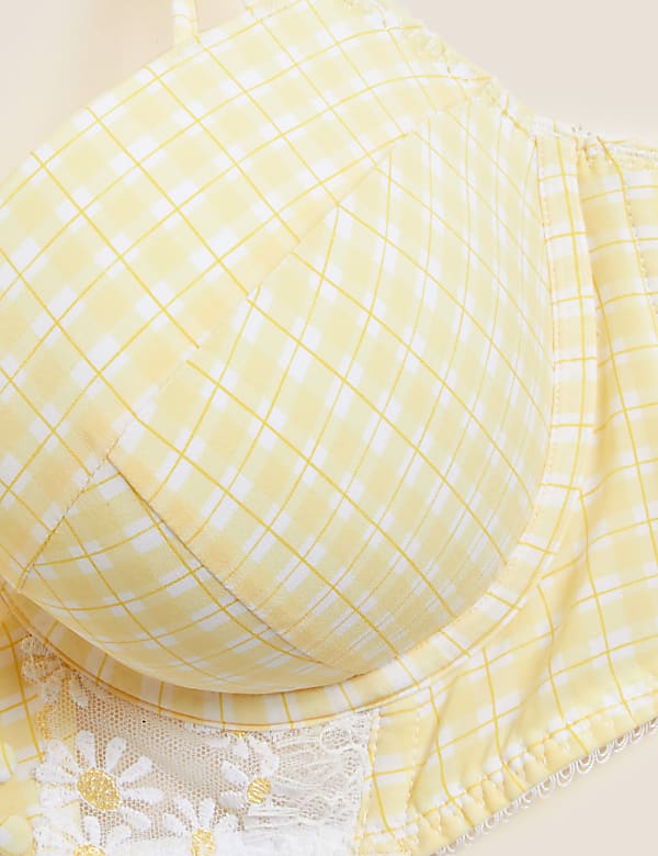 Delphy Gingham Wired Longline Balcony Bra A-E