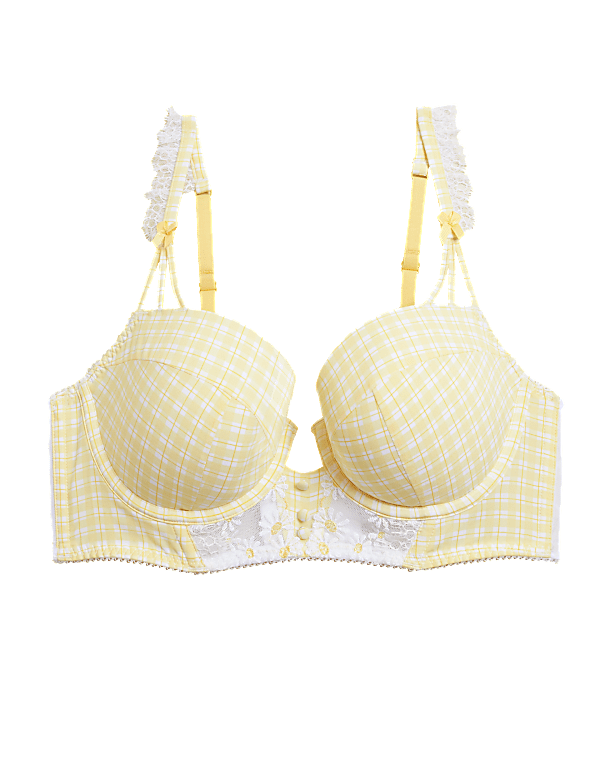 Delphy Gingham Wired Longline Balcony Bra A-E