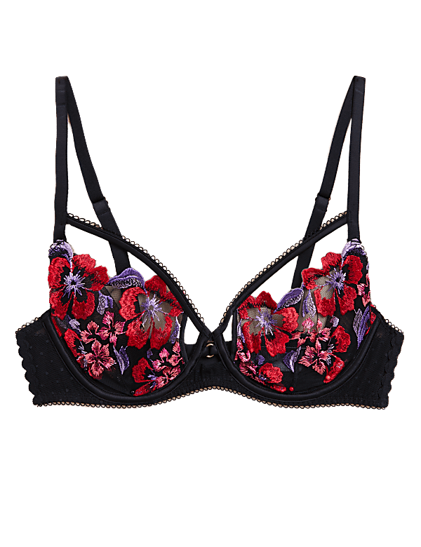 Isabella Embroidered Wired Plunge Bra A-E
