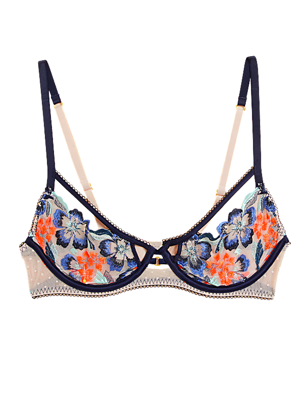 Isabella Embroidered Wired Plunge Bra A-E