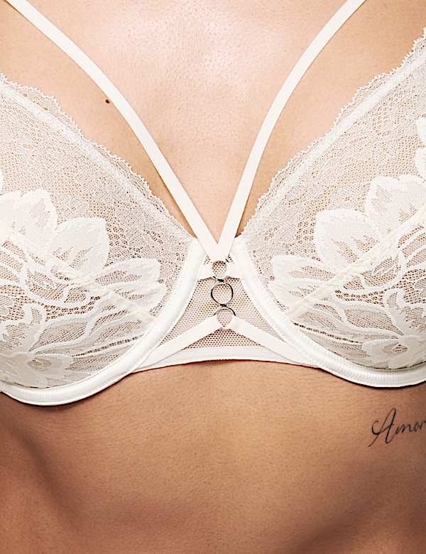 Krajková dekoltová podprsenka Lindy s kosticemi (vel. F–H) - CZ