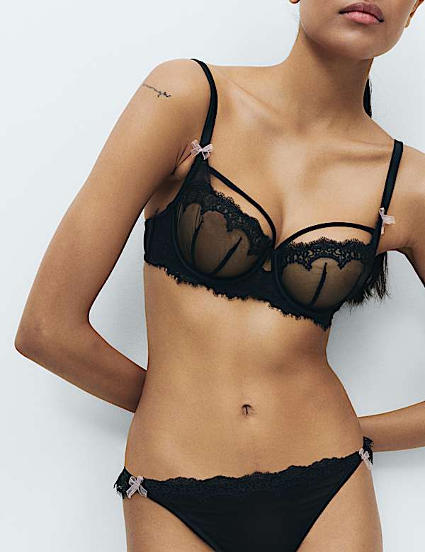 Magda Embroidery Wired Balcony Bra A-E - BG