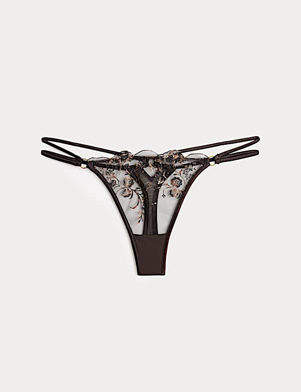 Mia Leopard Embroidery Thong - BG
