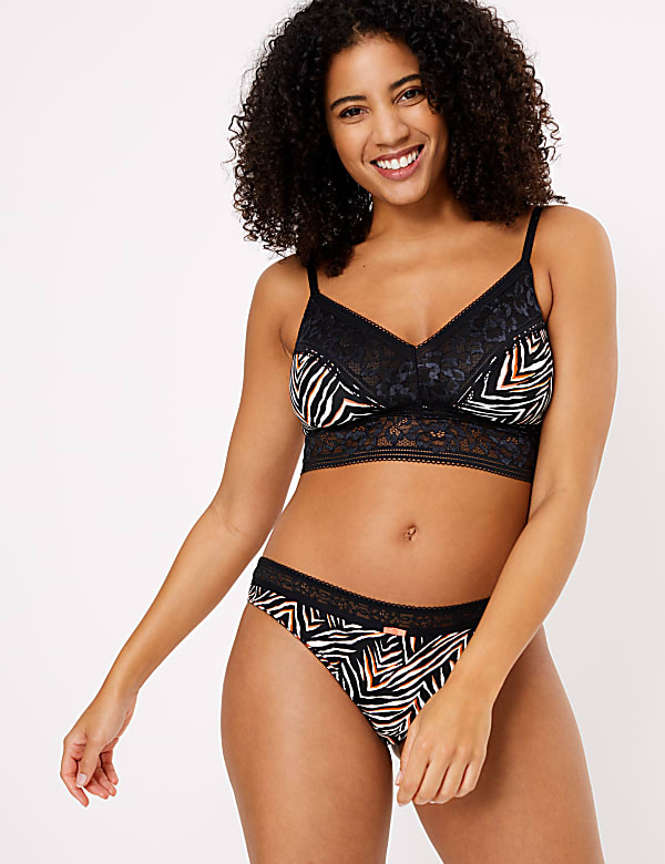 Zebra Print Lace Trim Bralette