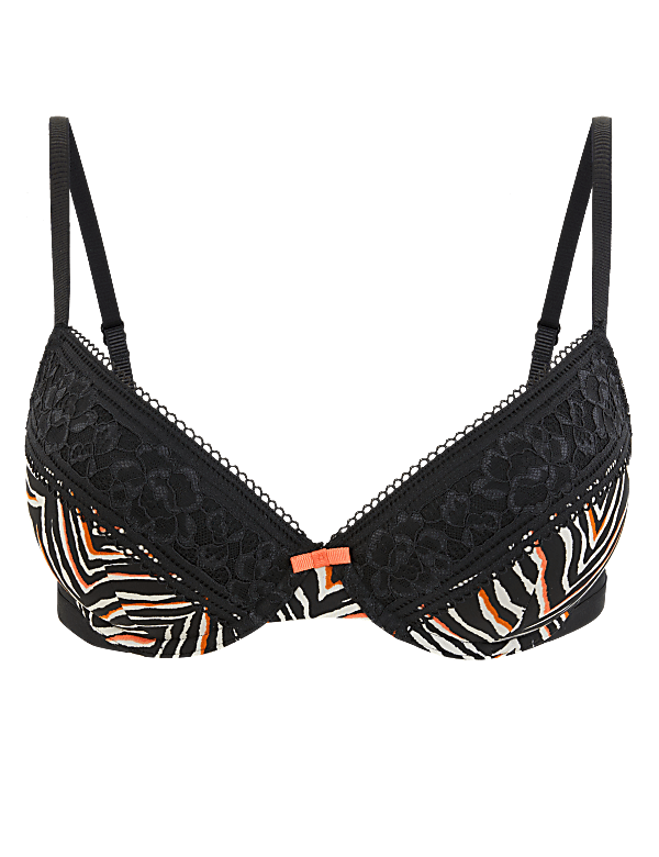 Zebra Print Padded Plunge Bra