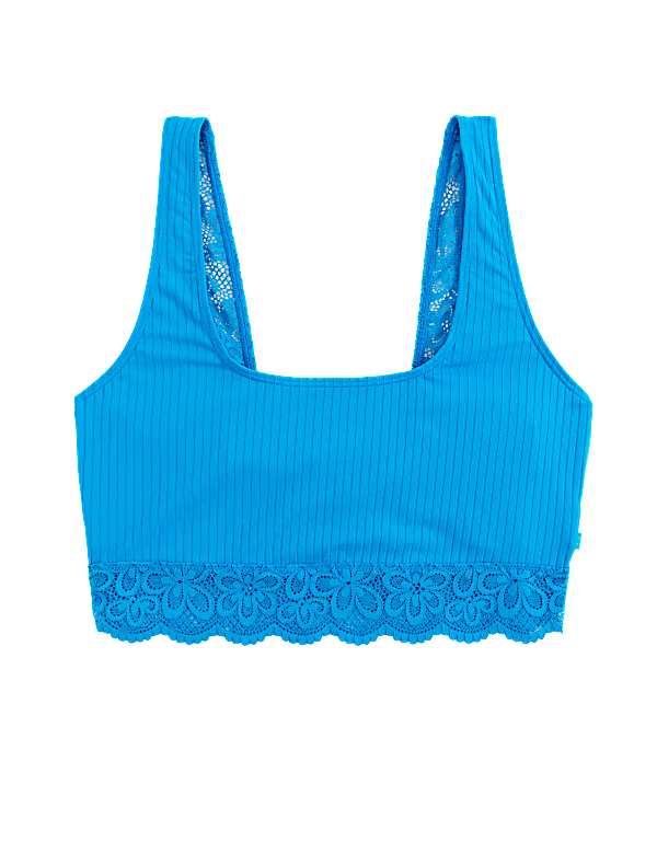 Cleo Rib & Lace Non Wired Crop Top