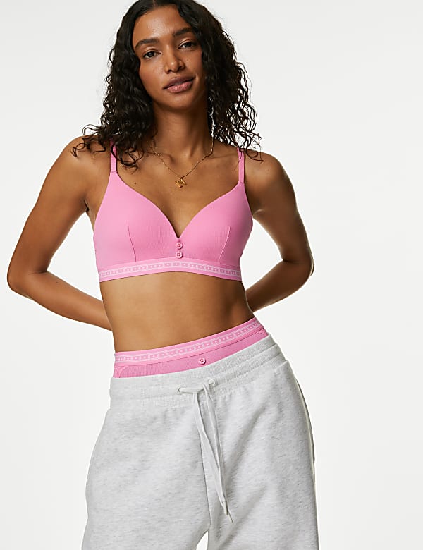 Soutien-gorge Ebba plongeant sans armatures à motif côtelé, bonnets A&nbsp;à&nbsp;F - CH