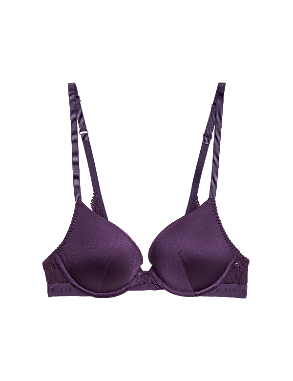 Ella Lace Trim Wired Push Up Plunge Bra (A-E)