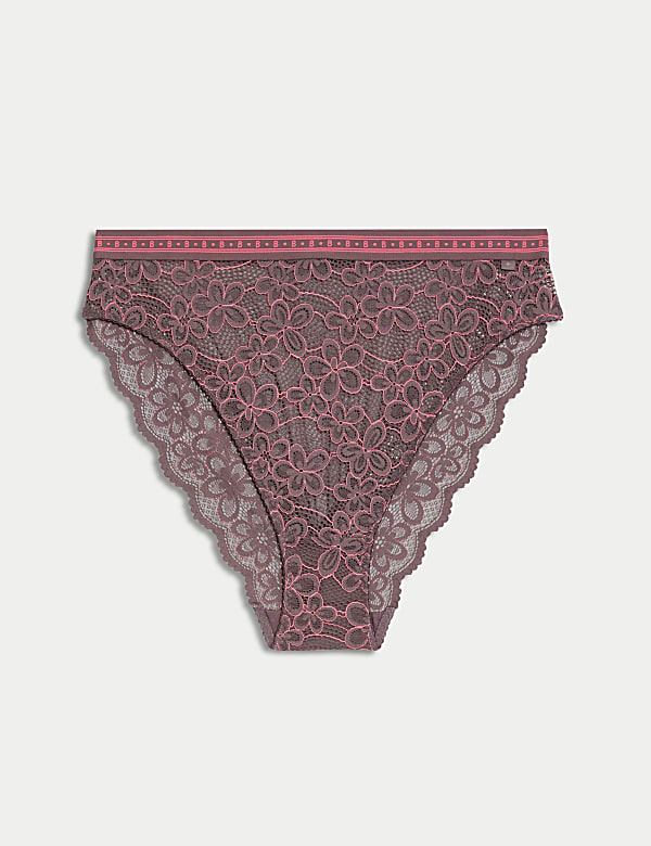 Cleo Lace High Waisted High Leg Knickers - GR